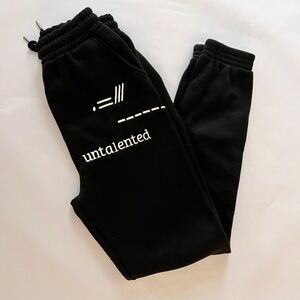 Unisex Black Joggers Embroidered Streetwear Fleece